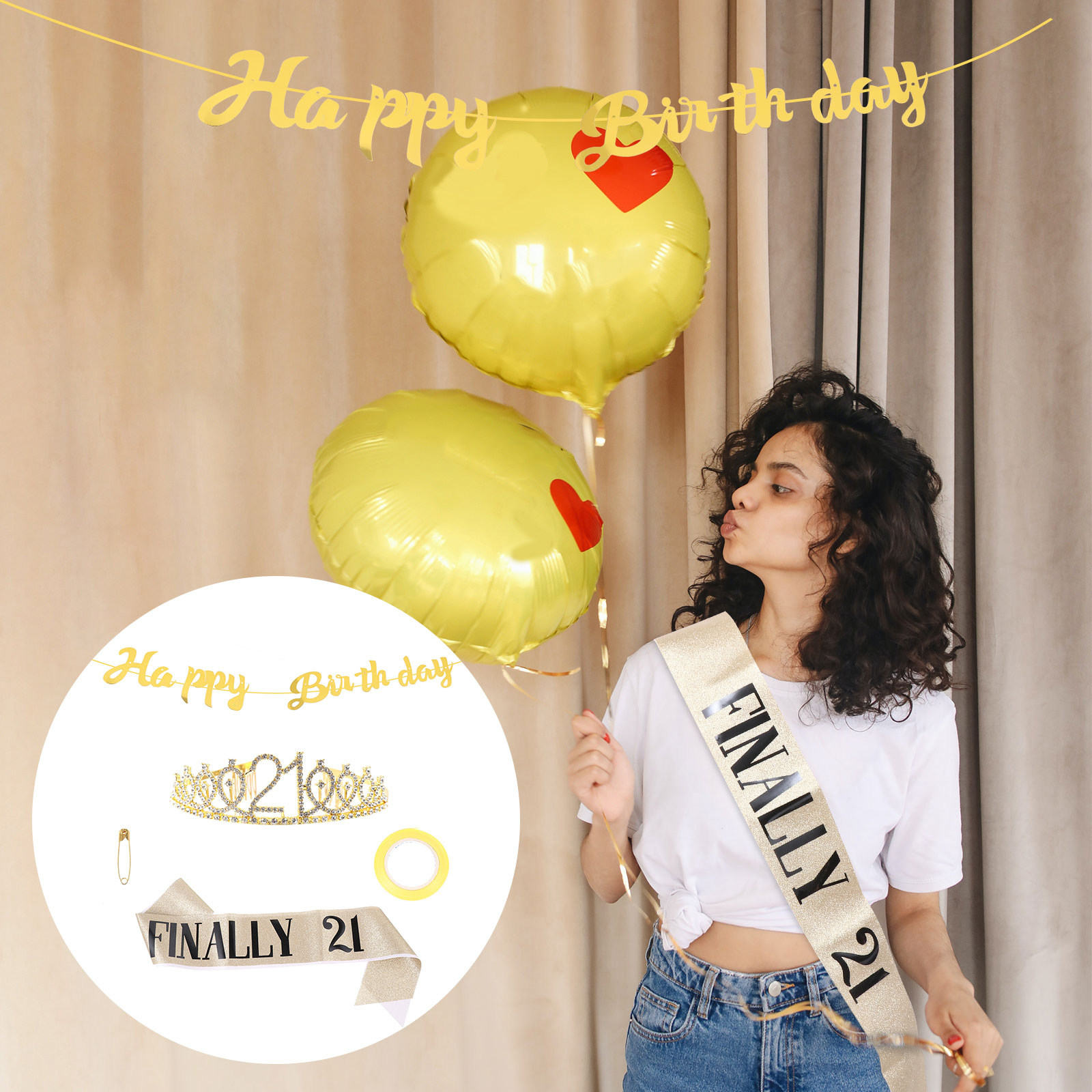 Birthday Sash Glitter - 1 ensemble de couronne d'anniversaire scintillante,