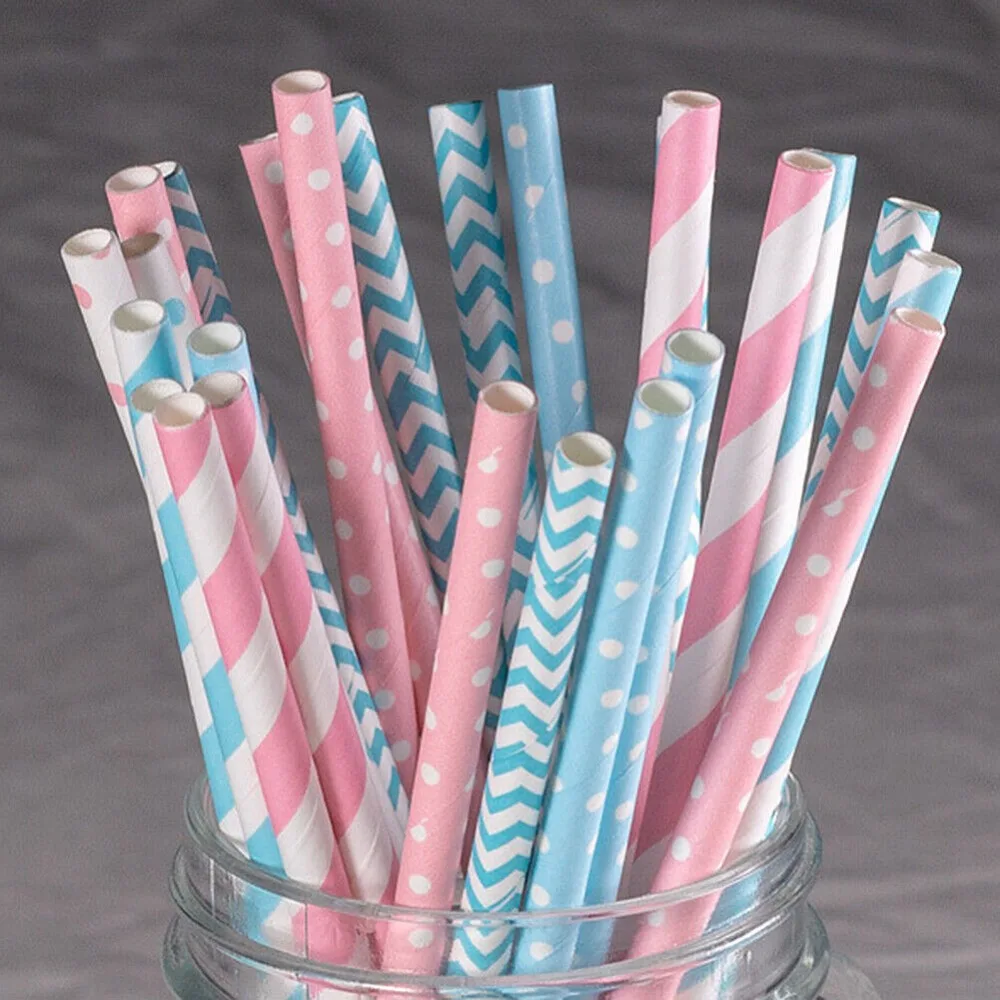 Paper Straw Color - 100 pailles en papier emballées en