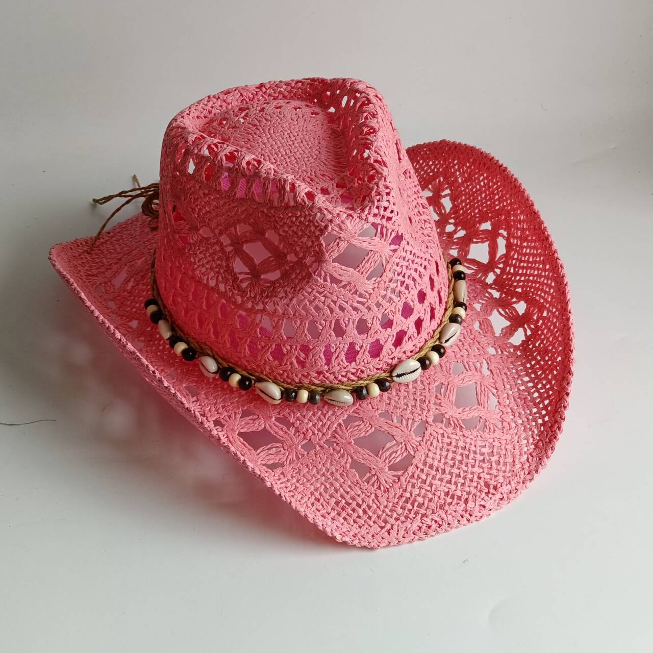 Chapeau de cowboy rose en pail - Paper Straw Color avis et prix